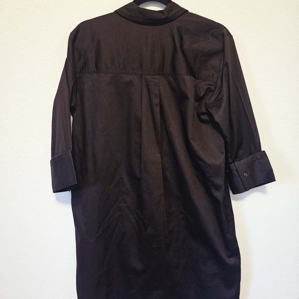 Madewell Y-Neck Relaxed Shirtdress in Dark Brown Women's Size Small NWT - Picture 4 of 7
